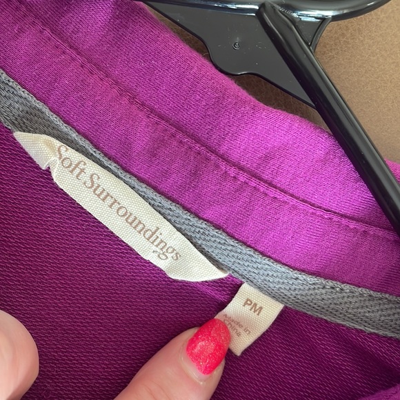 SOFT SURROUNDINGS pretty magenta pink 1/2 button front popover knit blouse - Picture 7 of 9